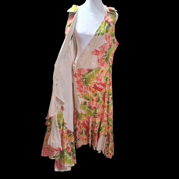 Gibson Latimer Wrap Midi Floral Dress Ruffled Tiered High Low Hem Women Size XXL - Picture 14 of 16